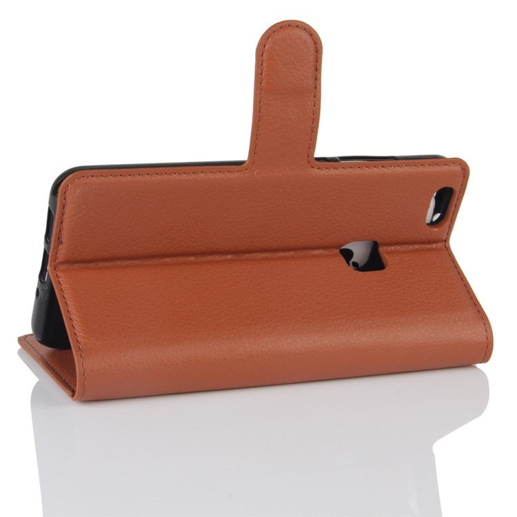 100Pcs/Set Litchi Texture Wallet Stand PU Leather Protector Case Cover for Huawei P10 Lite - Brown-5