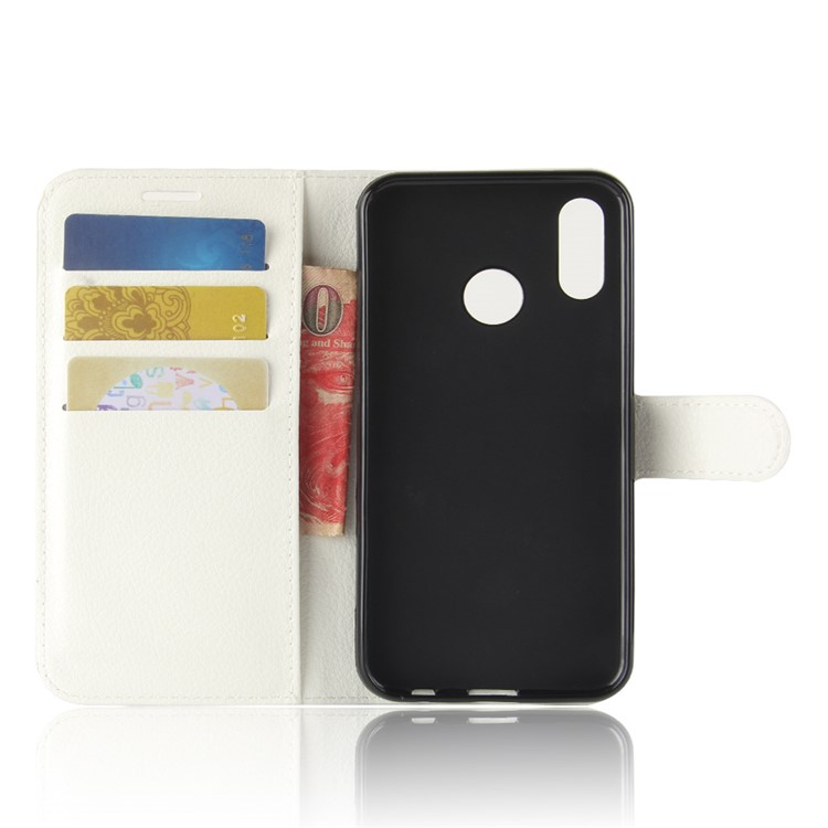 100Pcs/Set Litchi Texture Wallet Stand Leather Cover for Huawei P20 Lite / Nova 3e - White-3