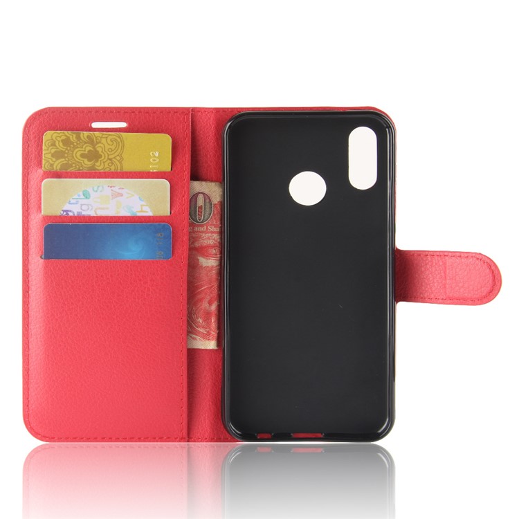100Pcs/Set Litchi Texture Wallet Stand Leather Shell for Huawei P20 Lite / Nova 3e - Red-3