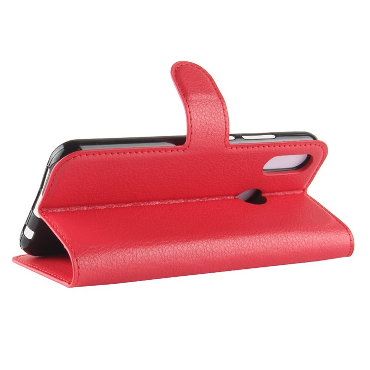 100Pcs/Set Litchi Texture Wallet Stand Leather Shell for Huawei P20 Lite / Nova 3e - Red-5
