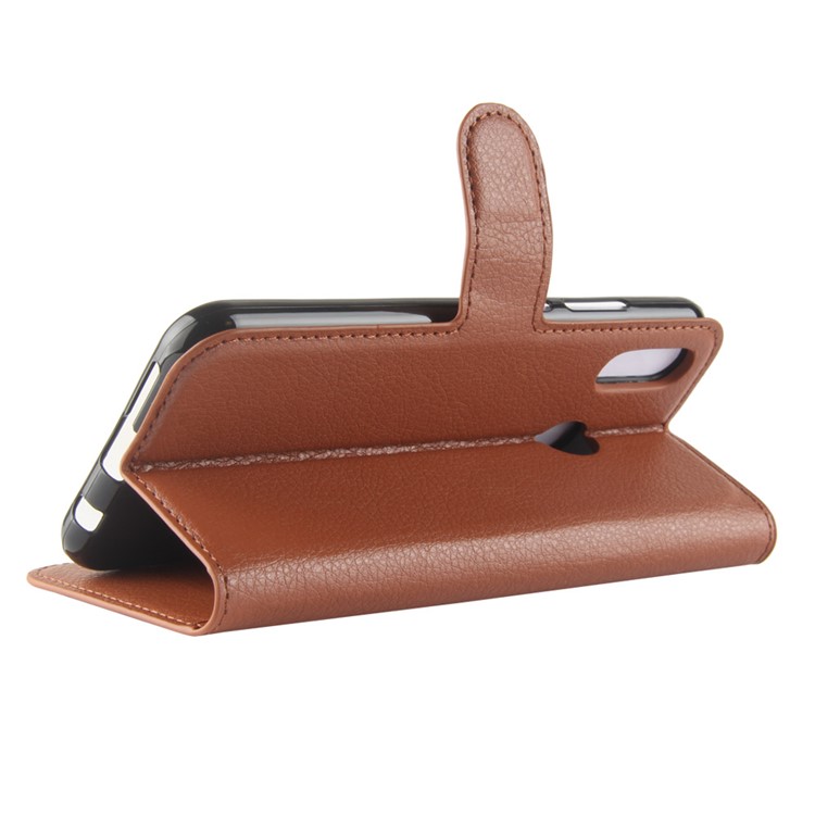100Pcs/Set Litchi Texture Wallet Stand Leather Phone Casing for Huawei P20 Lite / Nova 3e - Brown-5