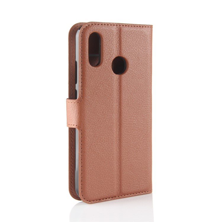 100Pcs/Set Litchi Texture Wallet Stand Leather Phone Casing for Huawei P20 Lite / Nova 3e - Brown-6