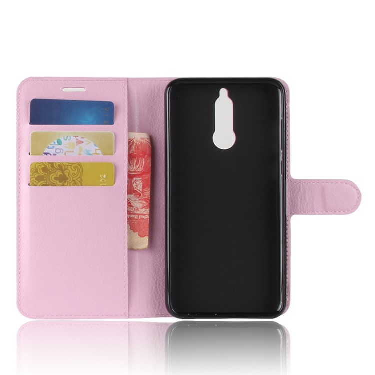 100Pcs/Set Litchi Texture Stand Leather Phone Cover for Huawei Mate 10 Lite / nova 2i / Maimang 6 / Honor 9i (India) - Pink-3