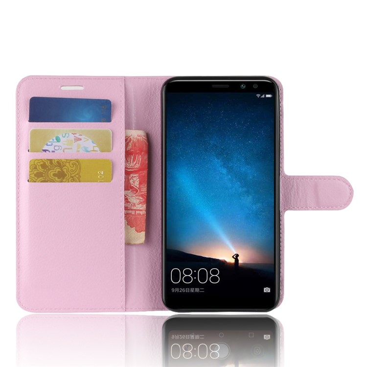 100Pcs/Set Litchi Texture Stand Leather Phone Cover for Huawei Mate 10 Lite / nova 2i / Maimang 6 / Honor 9i (India) - Pink-4