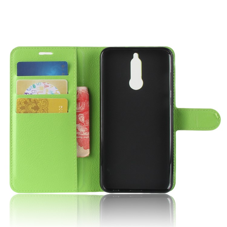 100Pcs/Set Litchi Texture Wallet Leather Mobile Casing for Huawei Mate 10 Lite / nova 2i / Maimang 6 / Honor 9i (India) - Green-3