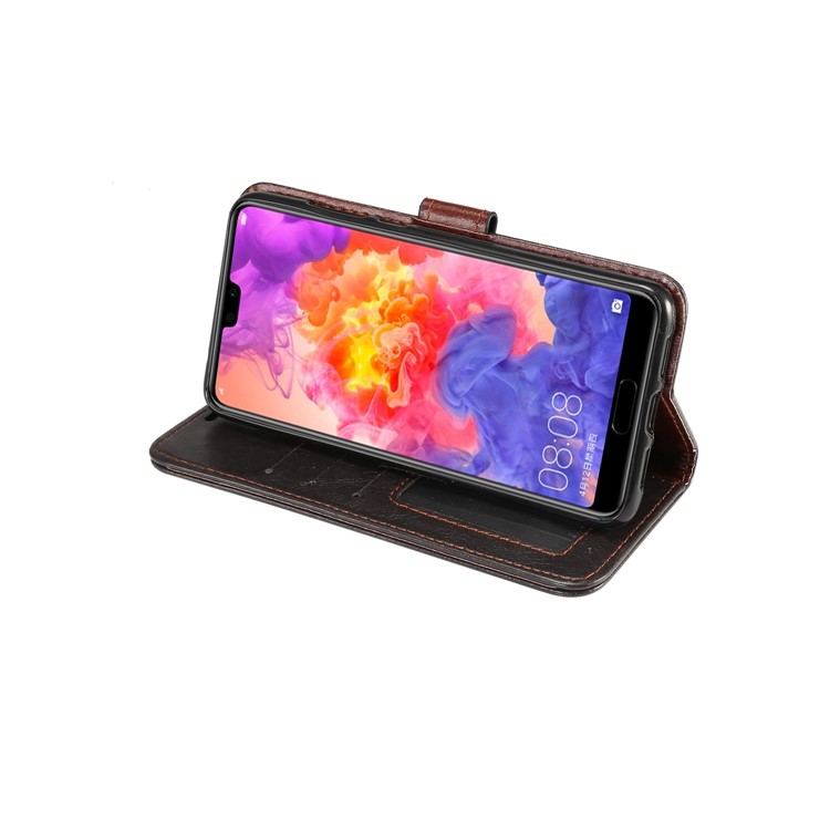 Crazy Horse PU Leather Stand Wallet Phone Case for Huawei P20 - Black-6