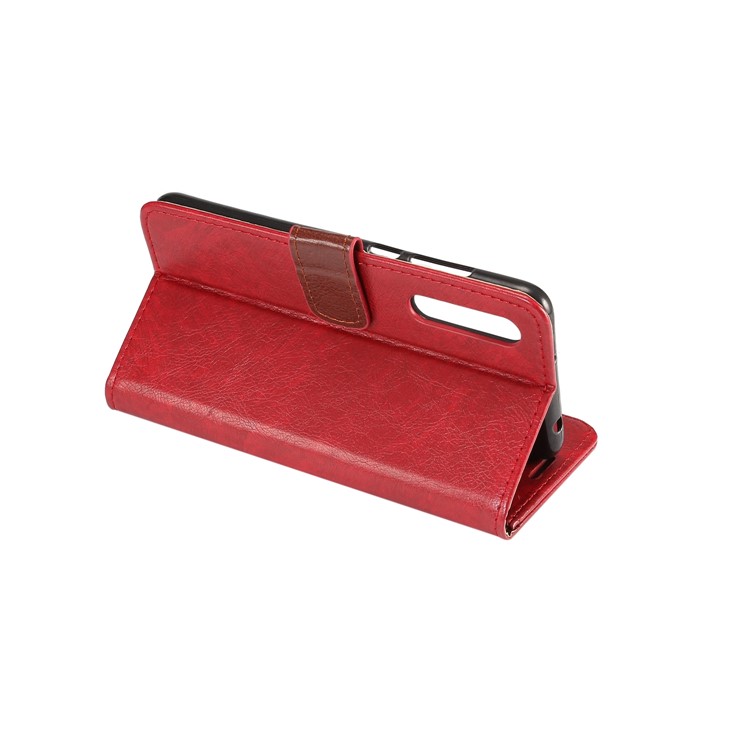 Crazy Horse PU Leather Stand Wallet Cell Phone Cover for Huawei P20 - Red-5