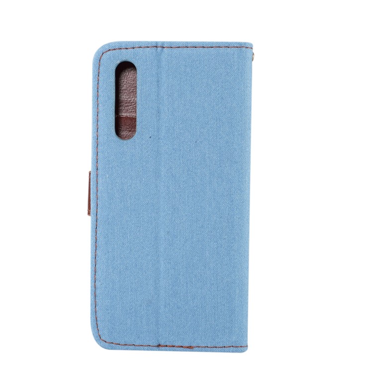Jeans Cloth Card Holder Stand Leather Phone Casing for Huawei P20 Pro - Baby Blue-3