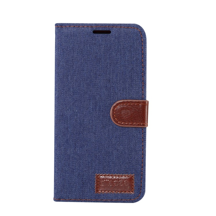 Jeans Cloth Card Holder Stand Leather Mobile Cover for Huawei P20 Pro - Dark Blue-2
