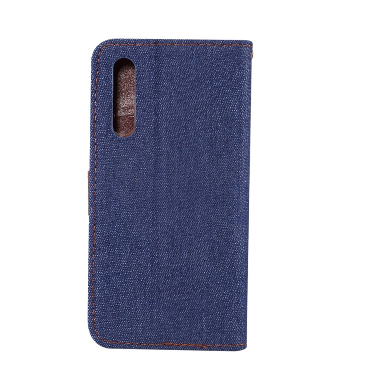 Jeans Cloth Card Holder Stand Leather Mobile Cover for Huawei P20 Pro - Dark Blue-3