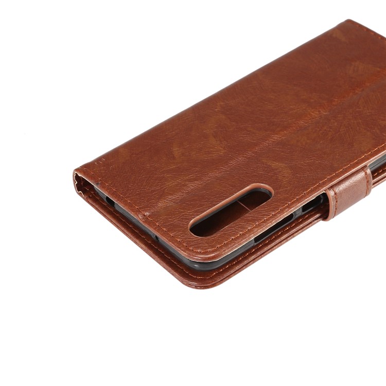Crazy Horse PU Leather Stand Wallet Cell Phone Casing for Huawei P20 Pro - Coffee-7