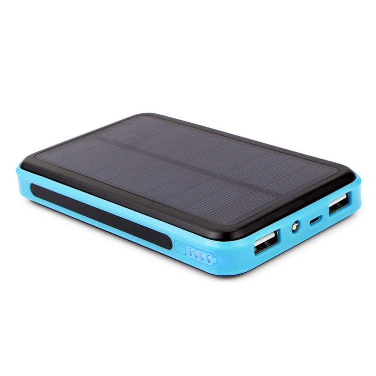 ALLPOWERS 10000mAh Solar Power Bank Dual USB External Battery Backup Charger with Flashlight - Blue-1