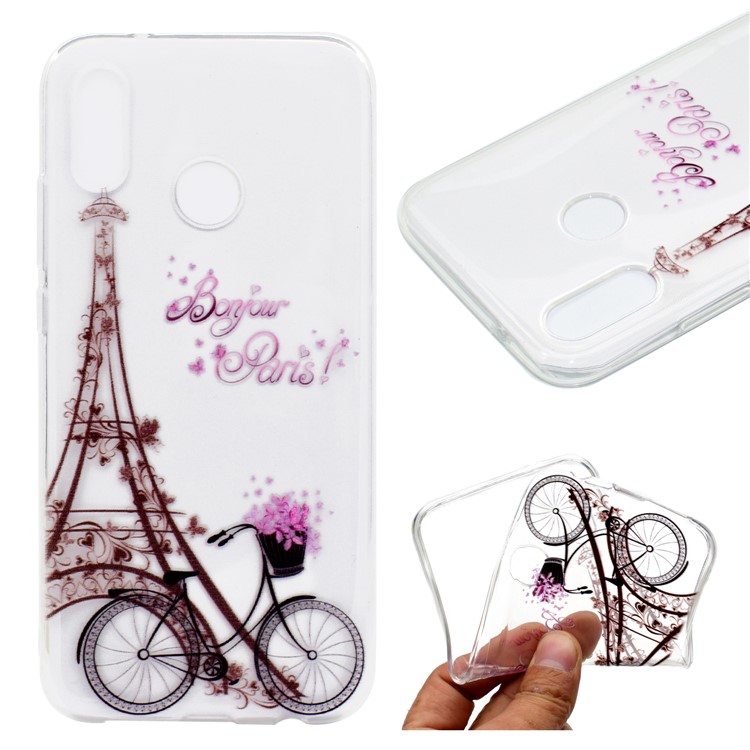 Patterned Soft TPU Protective Cover for Huawei P20 Lite / Nova 3e (China) - Eiffel Tower and Bicycle-1