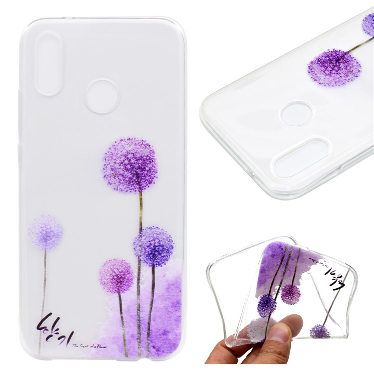 Patterned Soft TPU Back Accessory Cover for Huawei P20 Lite / Nova 3e (China) - Purple Dandelion-1