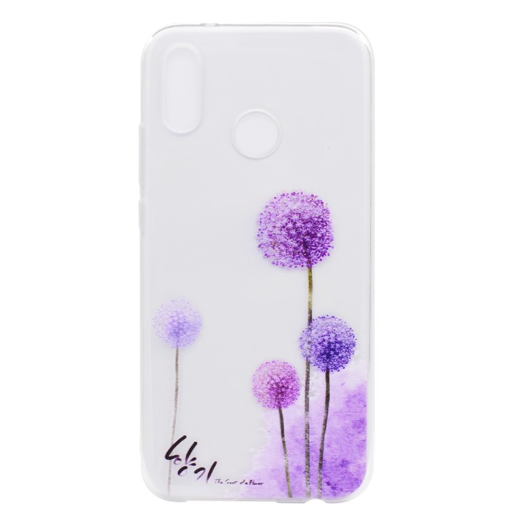 Patterned Soft TPU Back Accessory Cover for Huawei P20 Lite / Nova 3e (China) - Purple Dandelion-2