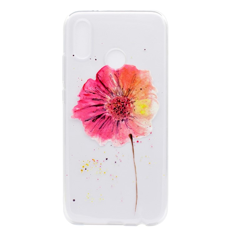 Pattern Printing Flexible TPU Mobile Case Cover for Huawei P20 Lite / Nova 3e (China) - Red Flower-2