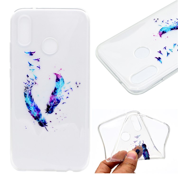 For Huawei P20 Lite / Nova 3e (China) Patterned Soft TPU Casing - Feathers-1