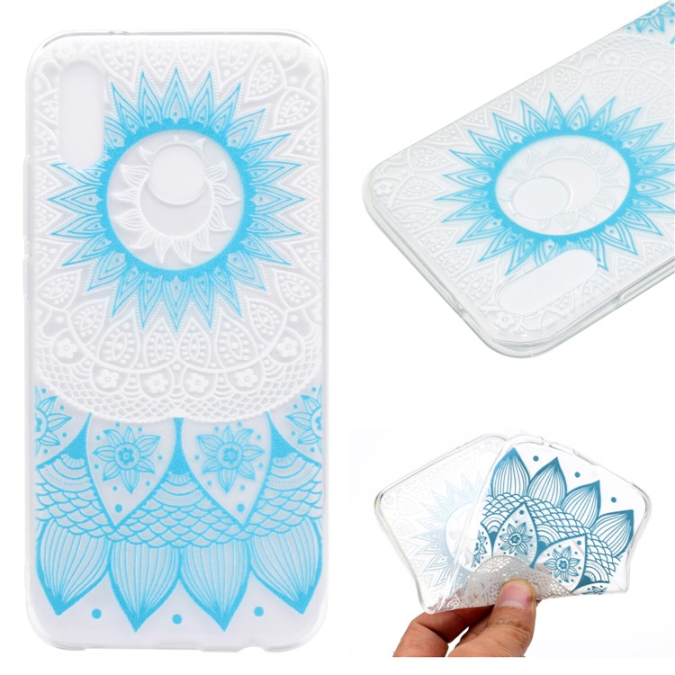 For Huawei P20 Lite / Nova 3e (China) Patterned Soft TPU Protective Back Case Shell - Blue Mandala-1
