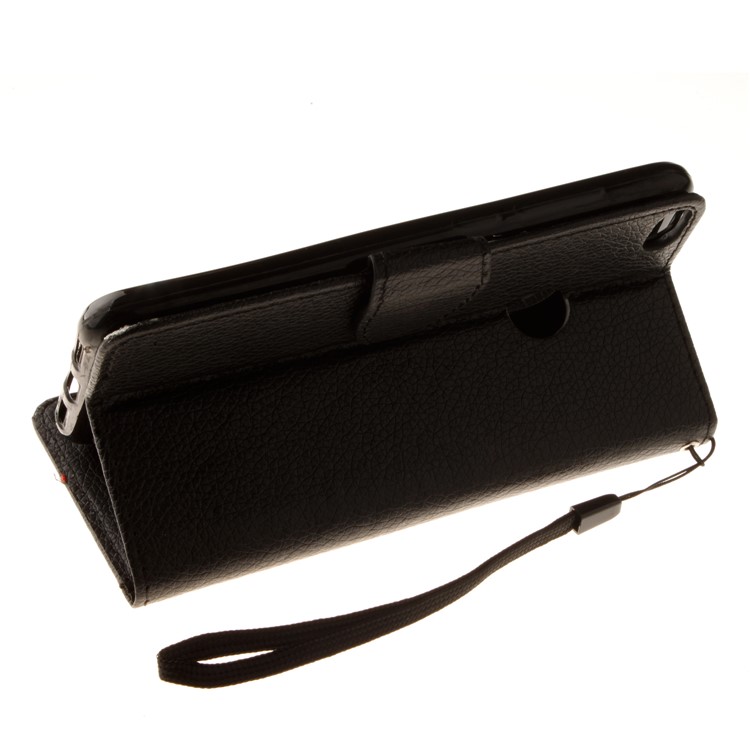 Litchi Grain PU Leather Stand Wallet Phone Case for Huawei P8 Lite (2017)/Honor 8 Lite - Black-6