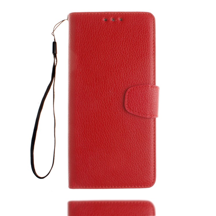 Litchi Grain PU Leather Stand Wallet Phone Cover for Huawei P8 Lite (2017)/Honor 8 Lite - Red-2