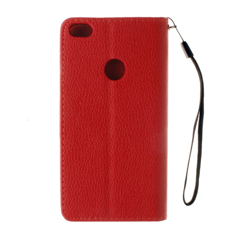 Litchi Grain PU Leather Stand Wallet Phone Cover for Huawei P8 Lite (2017)/Honor 8 Lite - Red-3