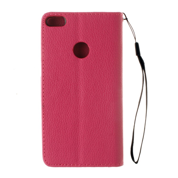 Litchi Grain PU Leather Stand Wallet Phone Shell for Huawei P8 Lite (2017)/Honor 8 Lite - Rose-3