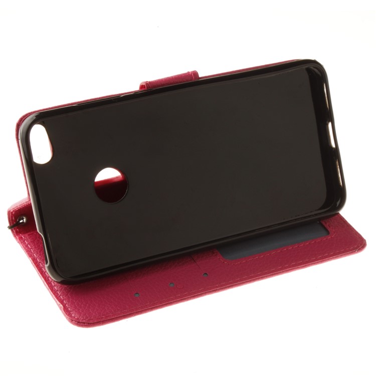 Litchi Grain PU Leather Stand Wallet Phone Shell for Huawei P8 Lite (2017)/Honor 8 Lite - Rose-7