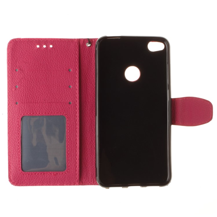 Litchi Grain PU Leather Stand Wallet Phone Shell for Huawei P8 Lite (2017)/Honor 8 Lite - Rose-9