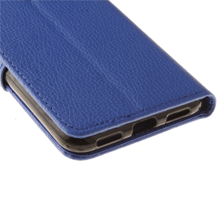 Litchi Grain PU Leather Stand Wallet Phone Casing for Huawei P8 Lite (2017)/Honor 8 Lite - Blue-4