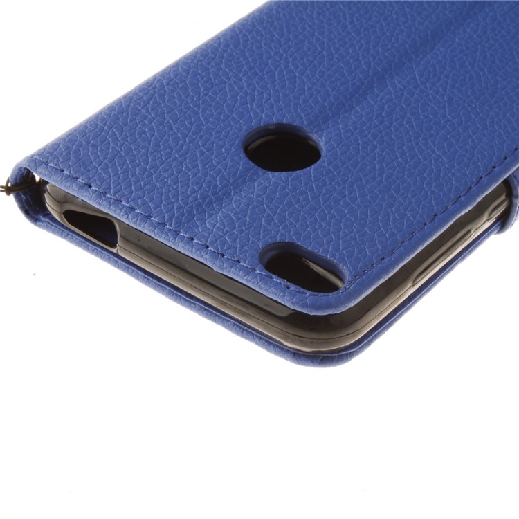 Litchi Grain PU Leather Stand Wallet Phone Casing for Huawei P8 Lite (2017)/Honor 8 Lite - Blue-5