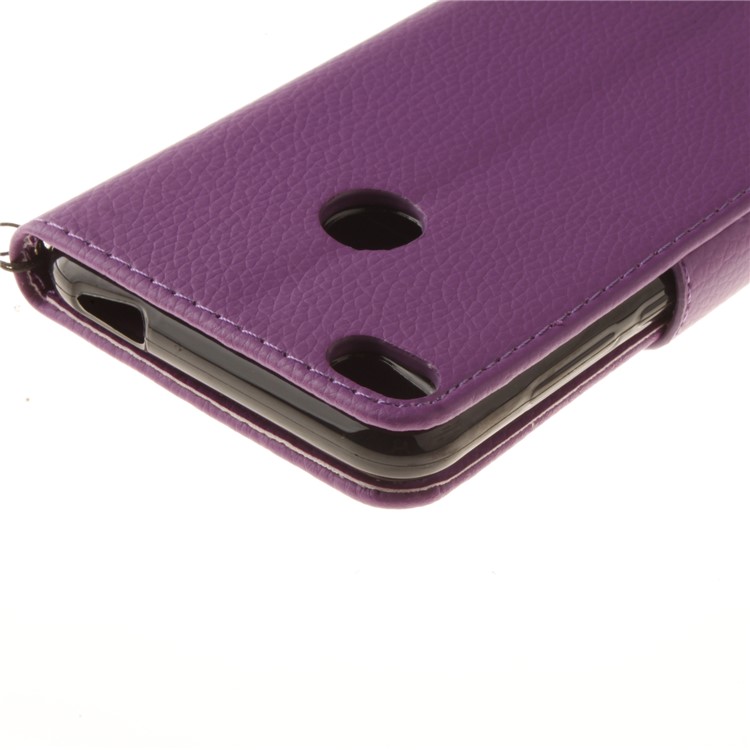 Litchi Grain PU Leather Stand Wallet Mobile Phone Case for Huawei P8 Lite (2017)/Honor 8 Lite - Purple-5
