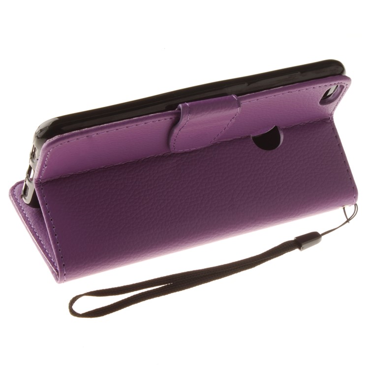 Litchi Grain PU Leather Stand Wallet Mobile Phone Case for Huawei P8 Lite (2017)/Honor 8 Lite - Purple-6