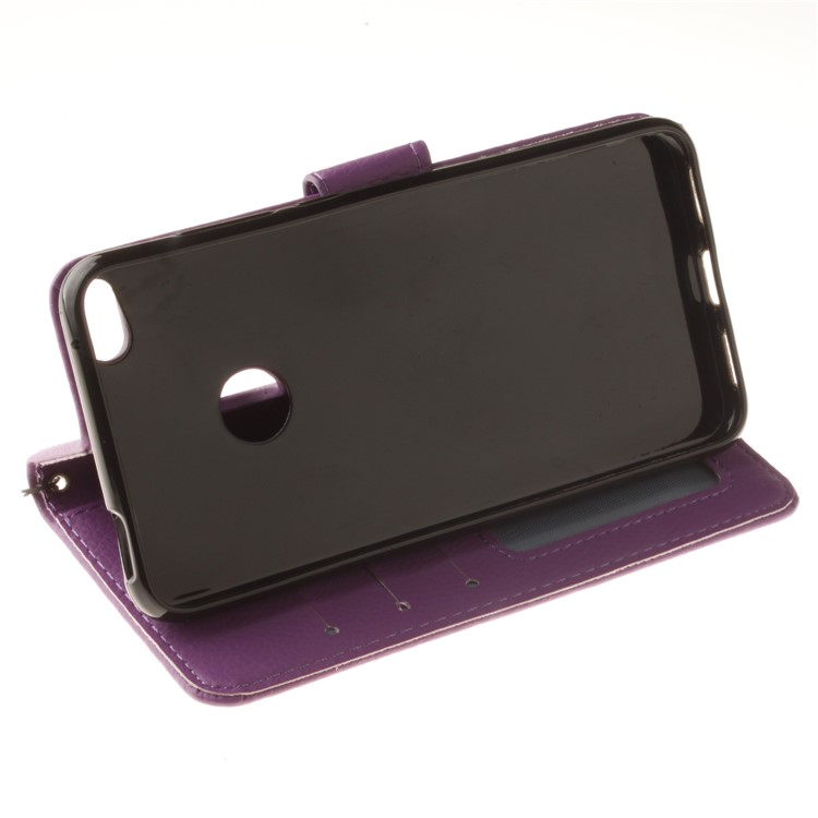 Litchi Grain PU Leather Stand Wallet Mobile Phone Case for Huawei P8 Lite (2017)/Honor 8 Lite - Purple-7