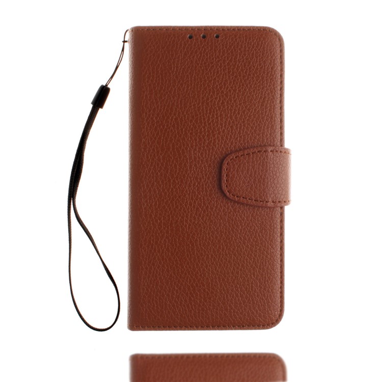 Litchi Grain PU Leather Stand Wallet Cell Phone Case for Huawei P8 Lite (2017)/Honor 8 Lite - Brown-2