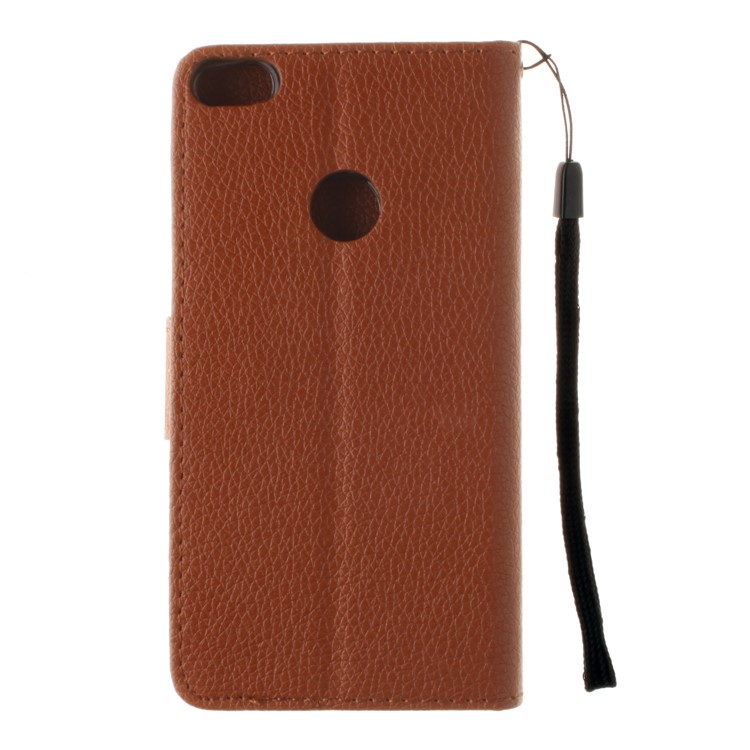Litchi Grain PU Leather Stand Wallet Cell Phone Case for Huawei P8 Lite (2017)/Honor 8 Lite - Brown-3
