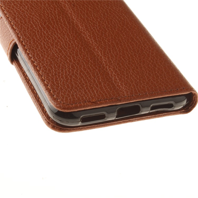 Litchi Grain PU Leather Stand Wallet Cell Phone Case for Huawei P8 Lite (2017)/Honor 8 Lite - Brown-4