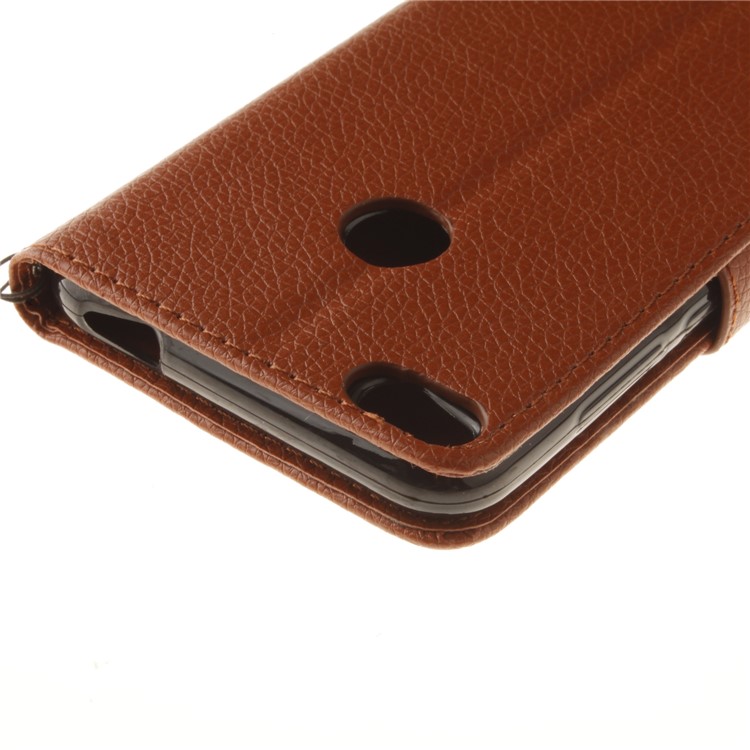 Litchi Grain PU Leather Stand Wallet Cell Phone Case for Huawei P8 Lite (2017)/Honor 8 Lite - Brown-5
