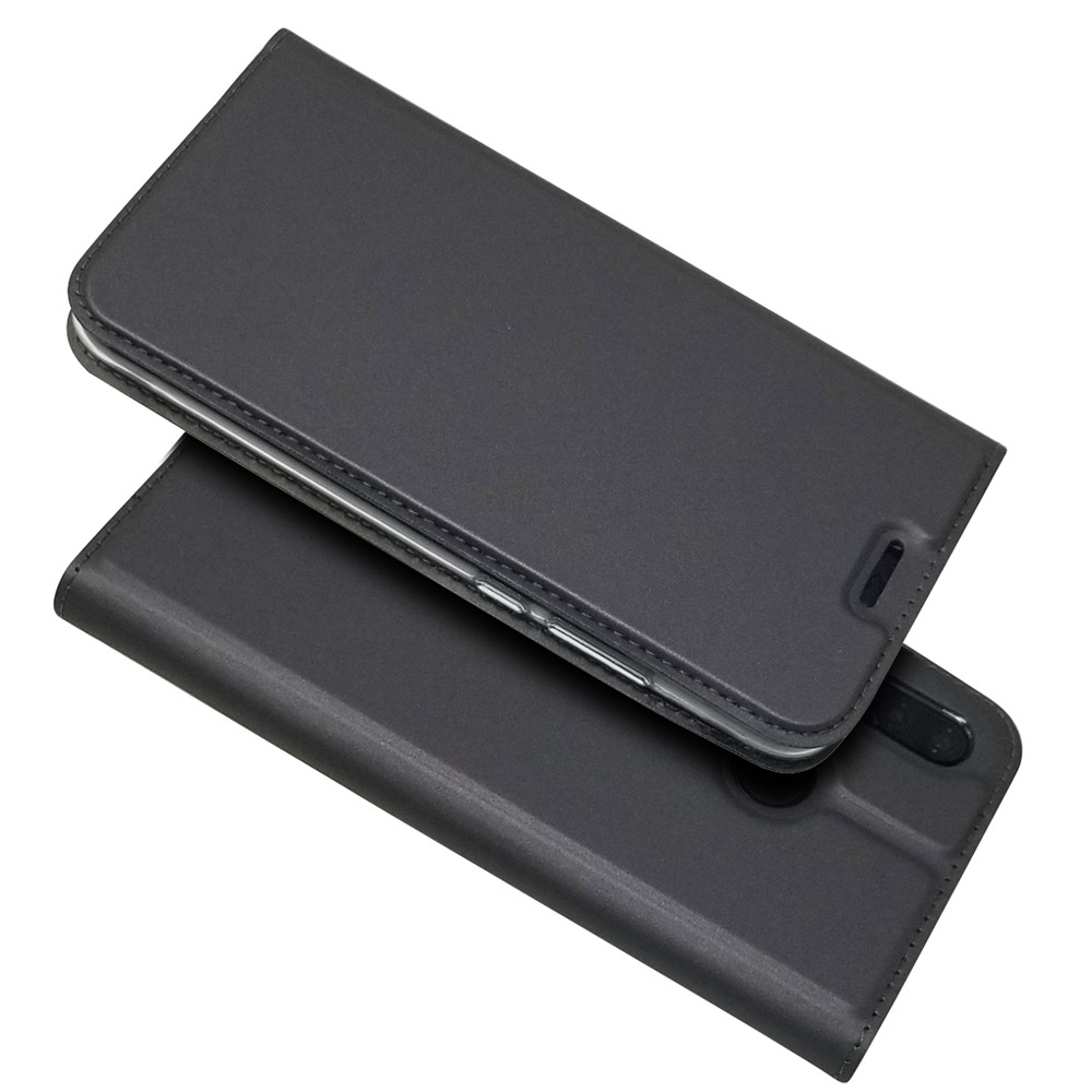 Auto-absorbed Stand Leather Card Holder Mobile Case for Huawei P20 Lite / Nova 3e - Black-2