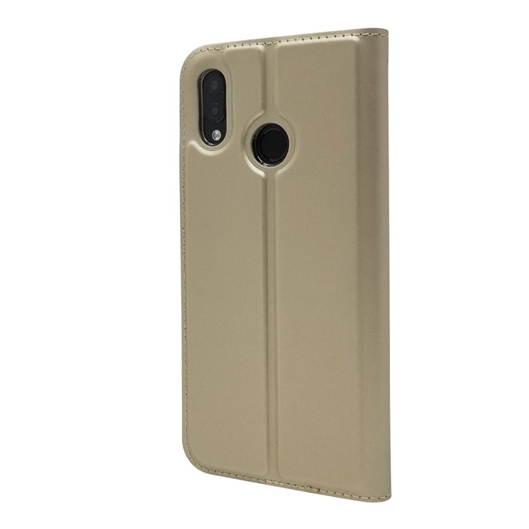 Auto-absorbed Stand Leather Card Holder Cellphone Case for Huawei P20 Lite / Nova 3e - Gold-9