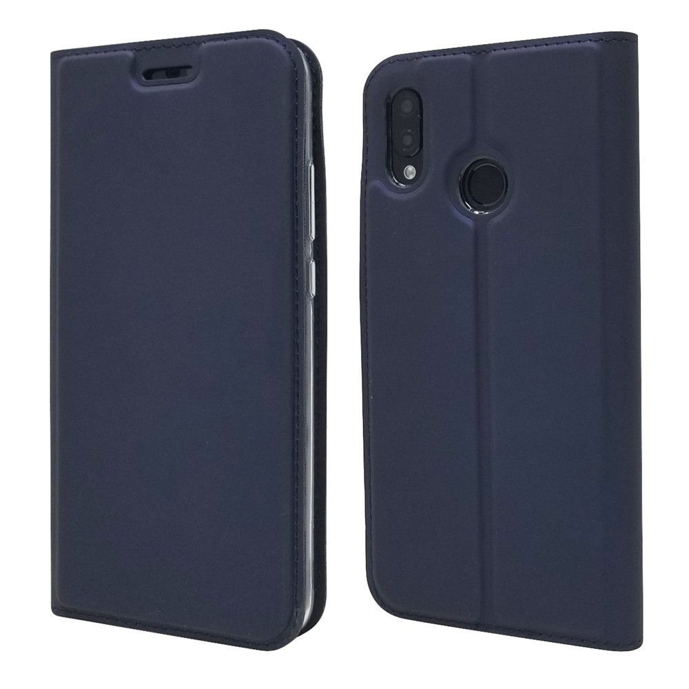 Auto-absorbed Stand Leather Card Holder Cellphone Case for Huawei P20 Lite / Nova 3e - Dark Blue-1