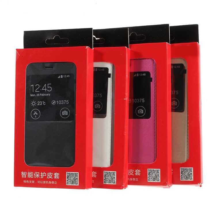 View Window Leather Stand Phone Case for Huawei P20 Lite / Nova 3e - Black-10