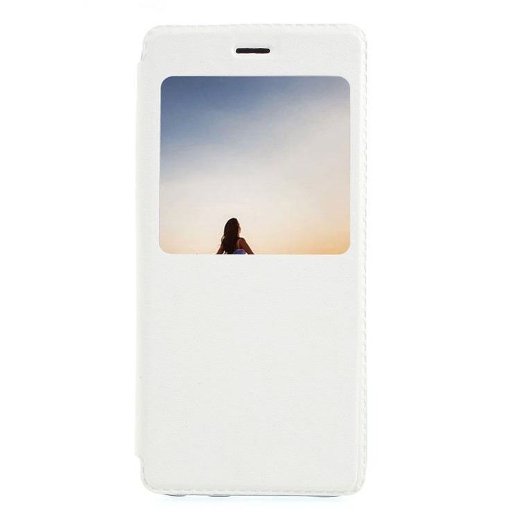 View Window Leather Phone Cover with Stand for Huawei P20 Lite / Nova 3e - White-1