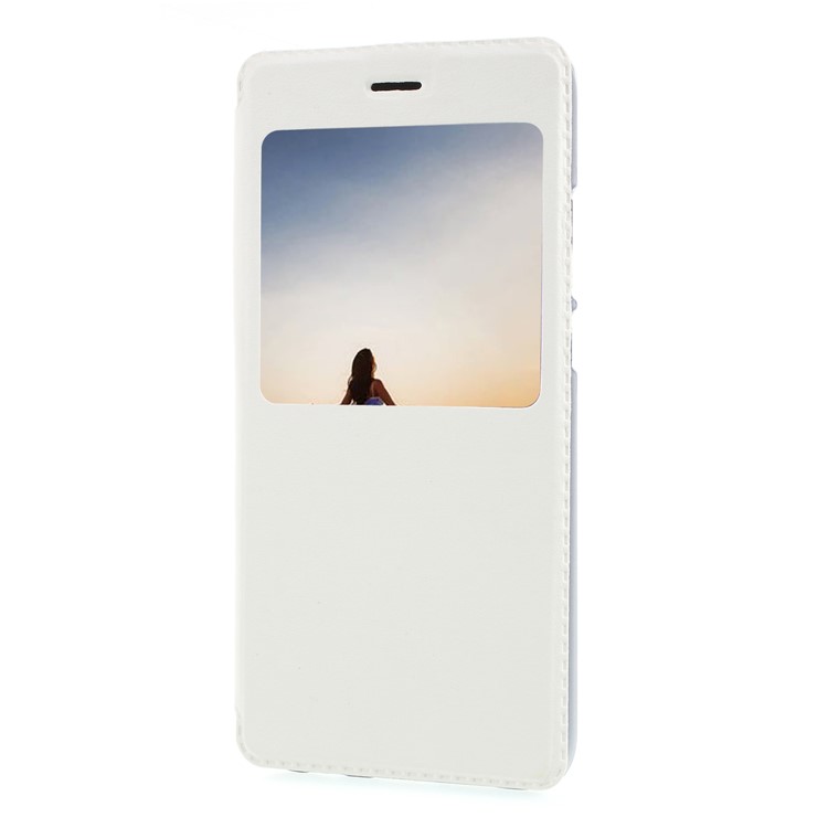 View Window Leather Phone Cover with Stand for Huawei P20 Lite / Nova 3e - White-3