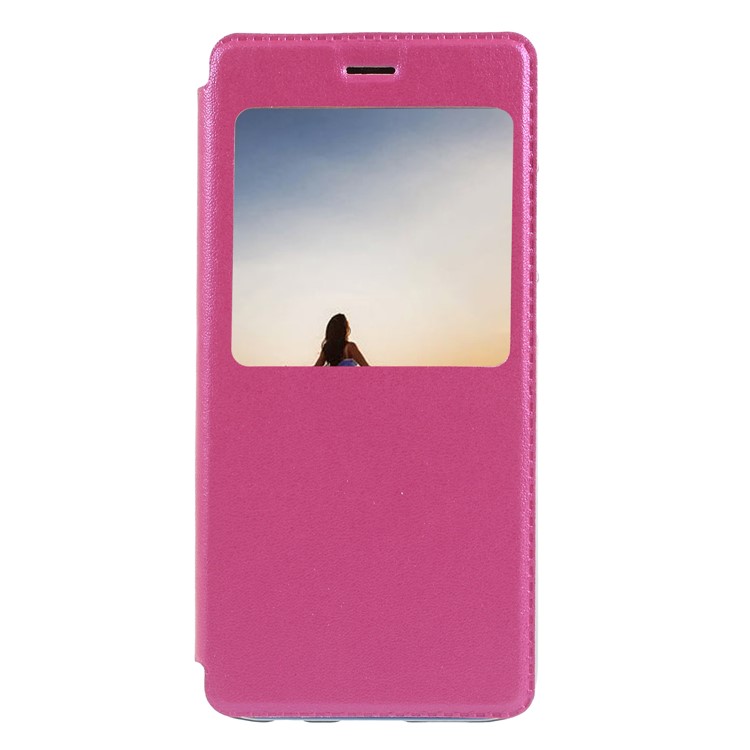 View Window Stand Leather Phone Shell for Huawei P20 Lite / Nova 3e - Rose-1