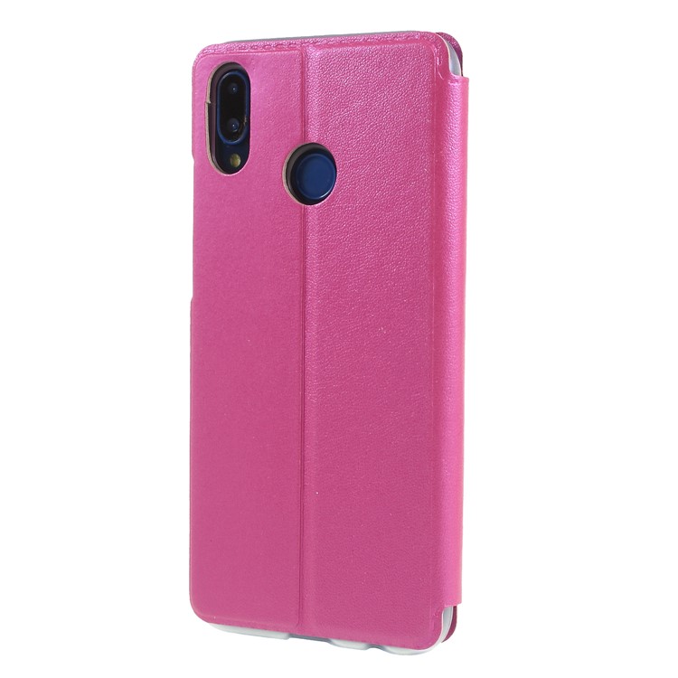 View Window Stand Leather Phone Shell for Huawei P20 Lite / Nova 3e - Rose-2