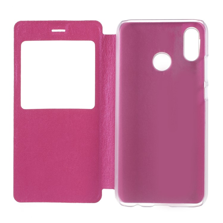 View Window Stand Leather Phone Shell for Huawei P20 Lite / Nova 3e - Rose-7