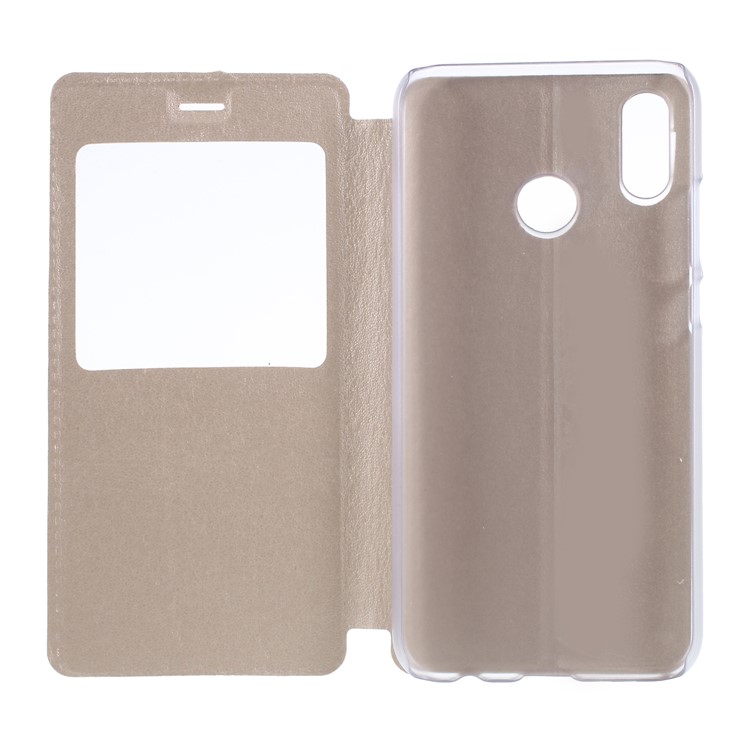Folio Flip View Window Leather Cell Phone Cover for Huawei P20 Lite / Nova 3e - Gold-7