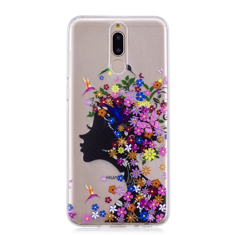 Pattern Printing IMD TPU Back Cover for Huawei Mate 10 Lite / nova 2i / Maimang 6 / Honor 9i (India) - Flowered Girl-2