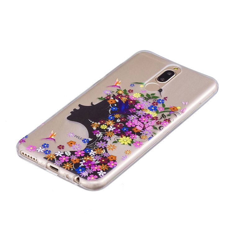 Pattern Printing IMD TPU Back Cover for Huawei Mate 10 Lite / nova 2i / Maimang 6 / Honor 9i (India) - Flowered Girl-3