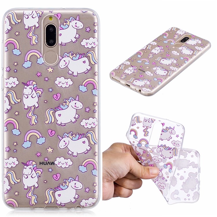 Pattern Printing IMD TPU Phone Case for Huawei Mate 10 Lite / nova 2i / Maimang 6 / Honor 9i (India) - Lovely Unicorns-1